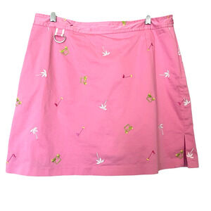 Island Republic Golf Skort Womens Size 14 Pink Embroidered Palm Tree Golf Cart
